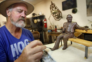 Scuptor James Callahan working on Gen Vallejo Monument